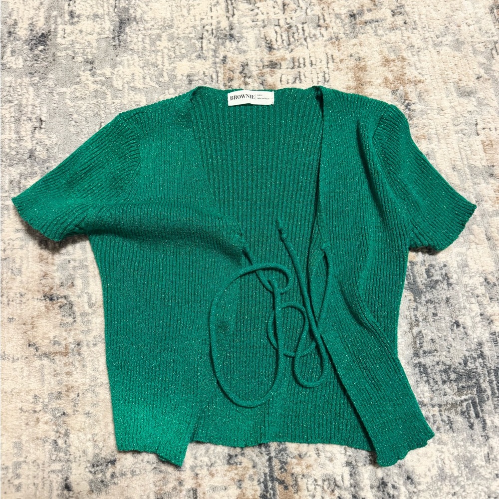 Emerald Green Ribbed Cardigan by Brownie
